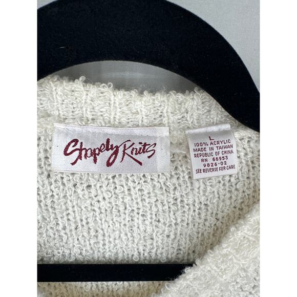 90s Vintage Cardigan Sweater Womens Large Cream Gold Button Knit Cozy Minimalist - Picture 2 of 6